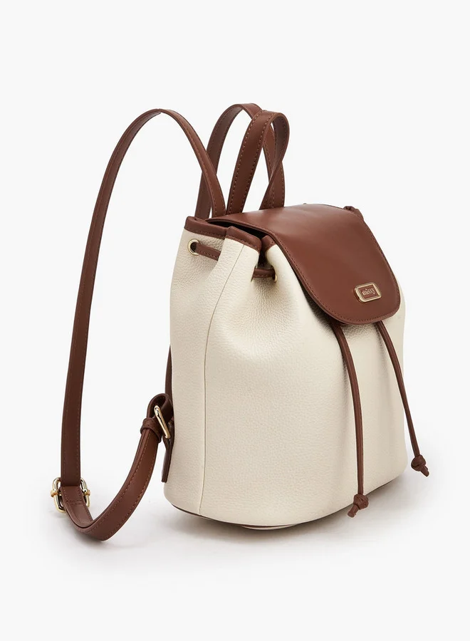 ميسي Textured Backpack With Flap Closure
